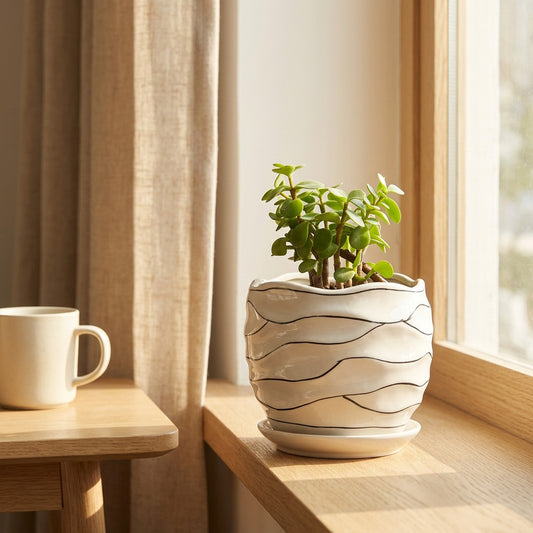 Petalclay™ Ceramic Flower Pot in a calm home setting