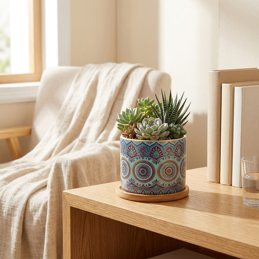 Petalpot™ Ceramic Desktop Flowerpot in a calm home setting