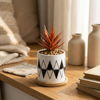 Petalpot™ Ceramic Desktop Flowerpot, styled close view