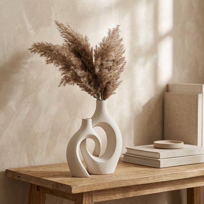 Snugvase™ Ceramic Snuggle Combination Vase Set, styled close view