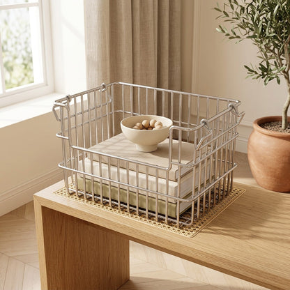 Steelbasket™ Stainless Steel Storage Basket in a calm home setting