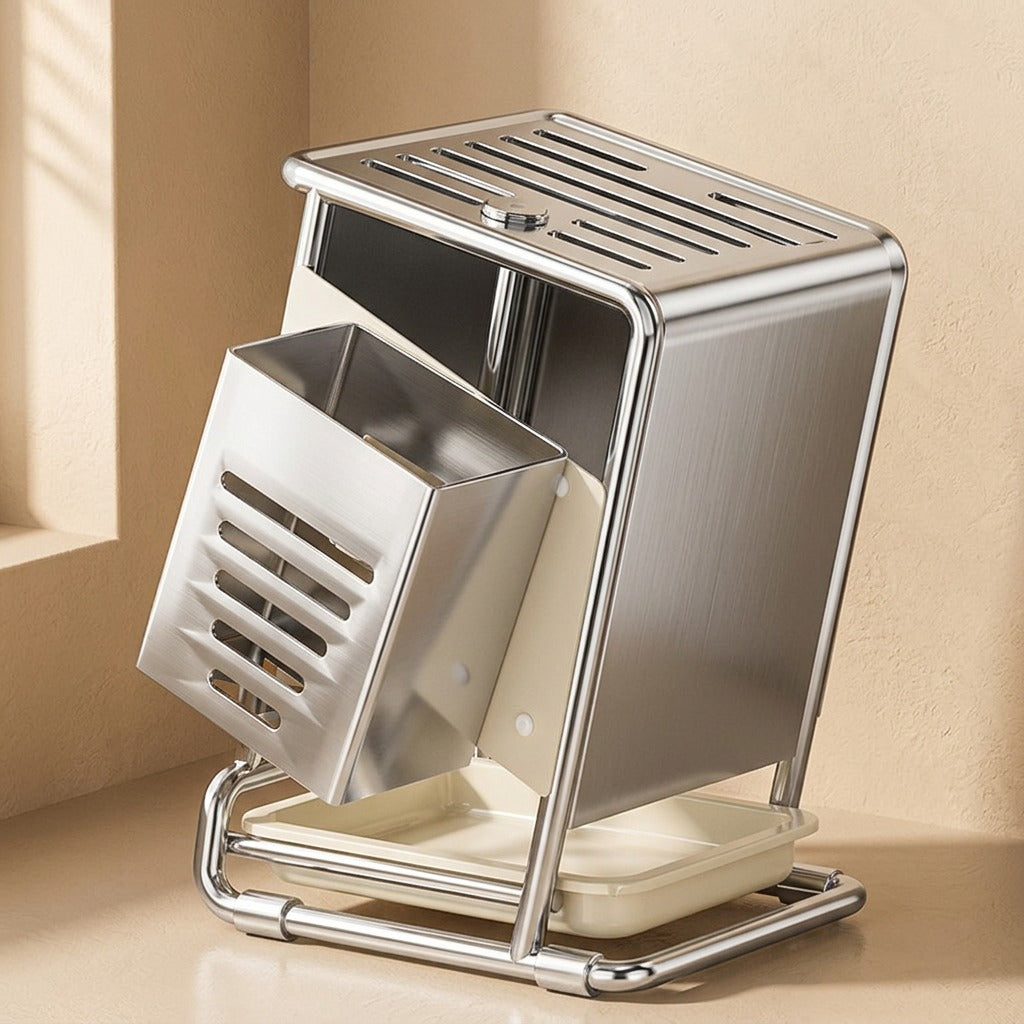 Bladecove™ Stainless Steel Kitchen Knife Holder, material and detail close-up
