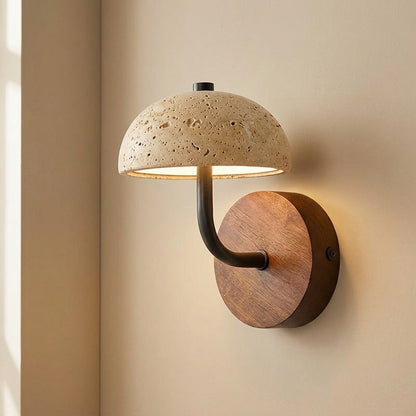 Stonebeam™ Yellow Travertine Wall Lamp, material and detail close-up