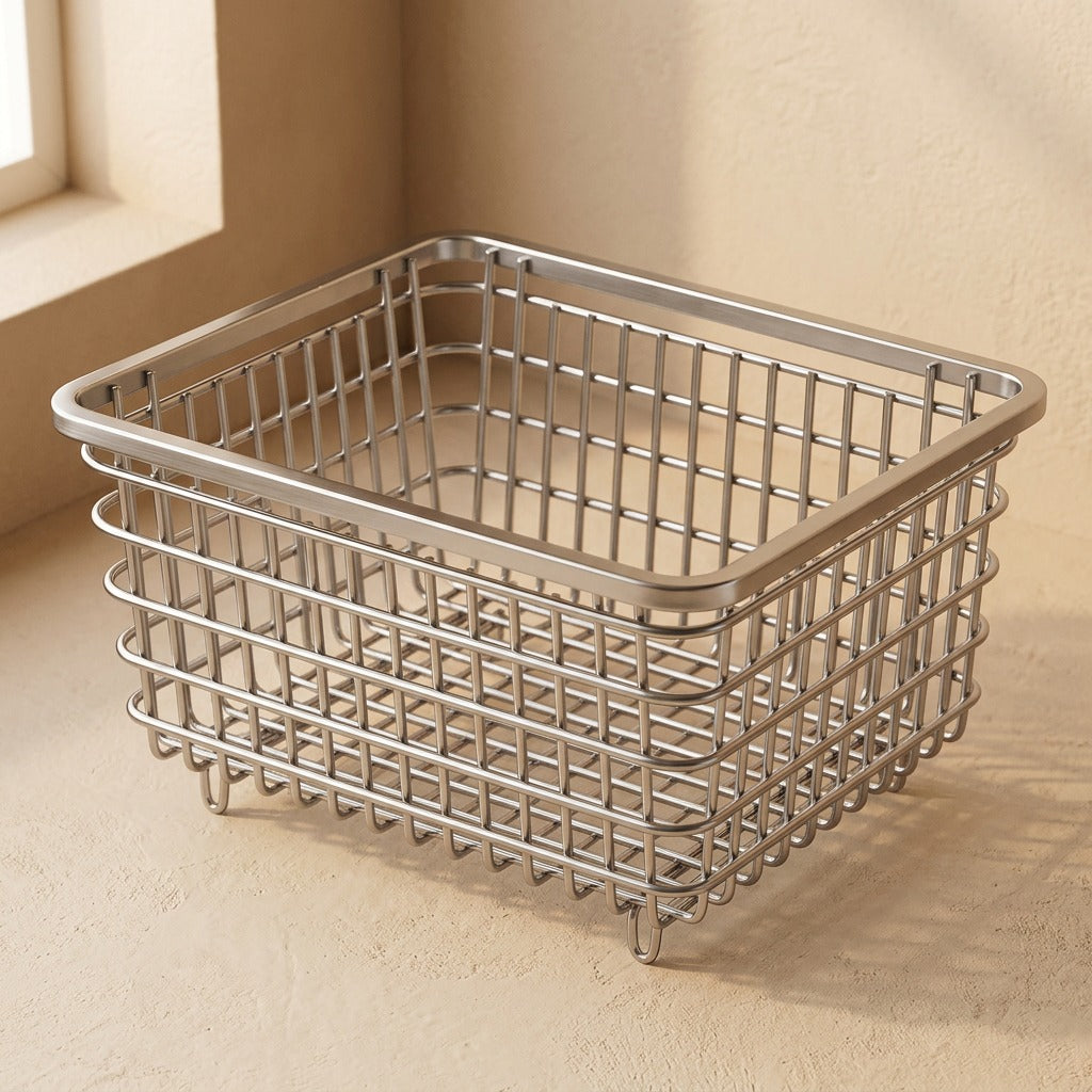 Steelscoop™ 304 Stainless Steel Sink Drain Basket, material and detail close-up