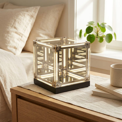 Cubeglow™ Acrylic Cube Night Light in a calm home setting