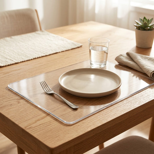 Spillveil™ PVC Table Mat Waterproof Rectangle in a calm home setting