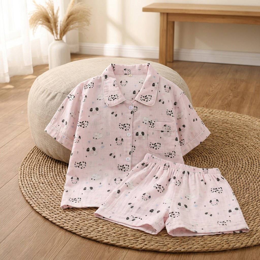 Gauzedream™ Cotton Gauze Pajama Set, styled close view