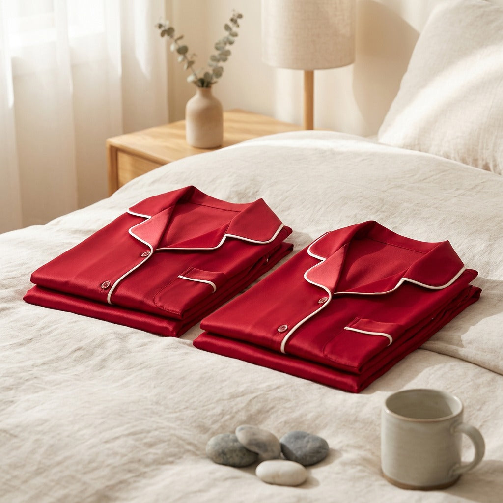 Hearthsleep™ Red Wedding Couple Home Clothes, styled close view