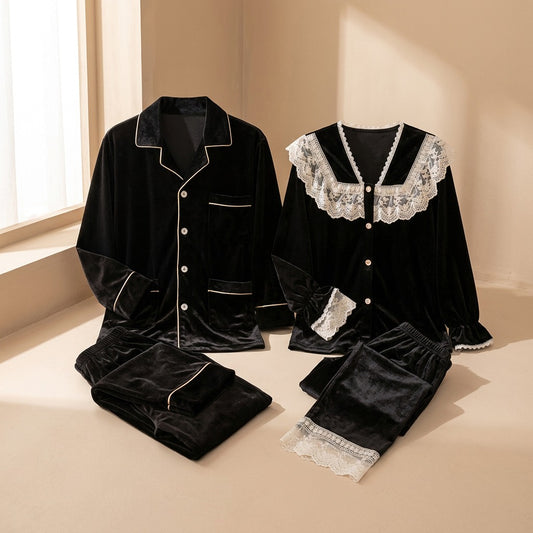 Goldhush™ Gold Velvet Couple Pajama Set