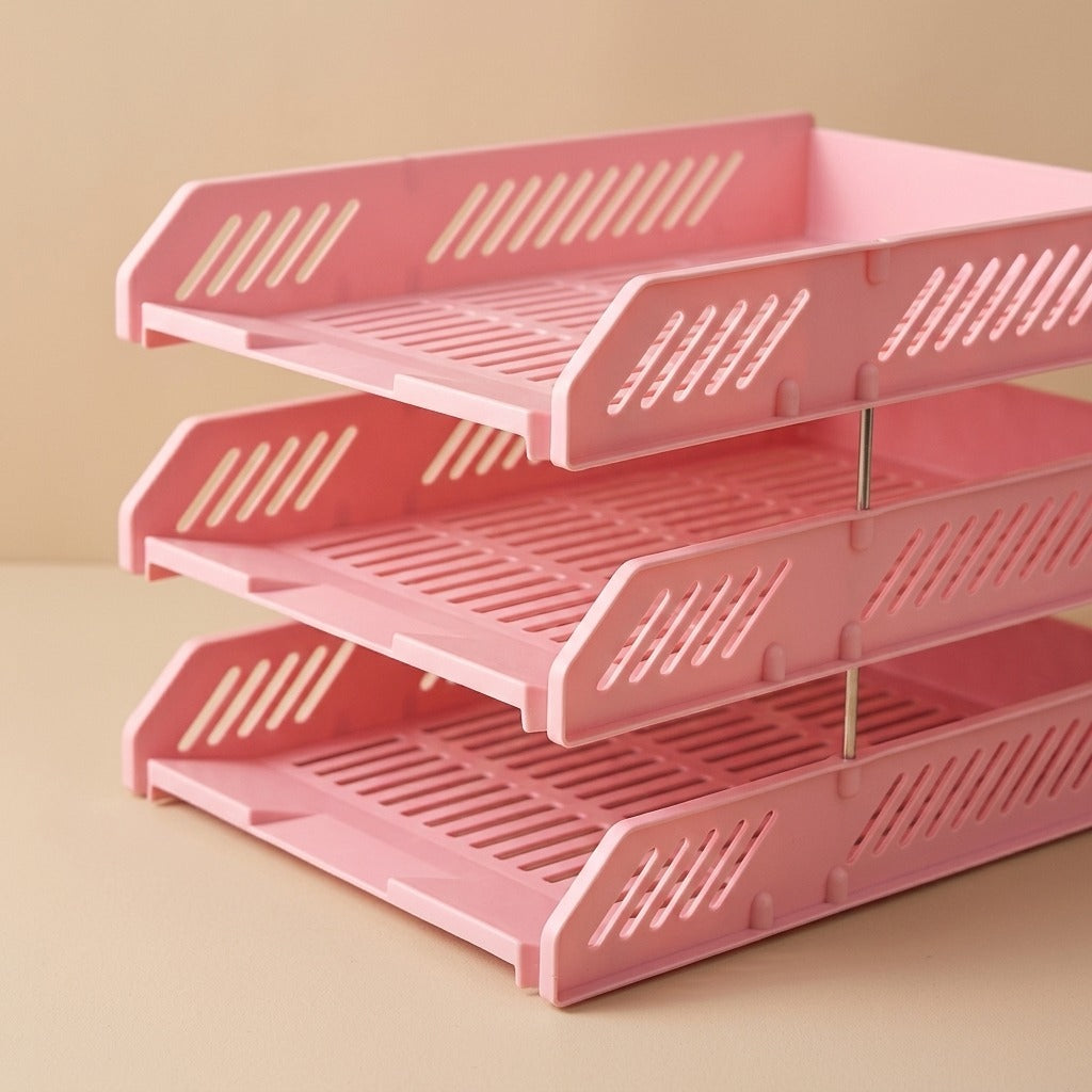 Fileperch™ Plastic Desktop File Tray Storage Rack, material and detail close-up
