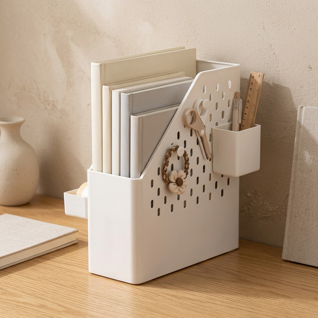 Bookbreeze™ Perforated Plastic Book Storage Box, styled close view