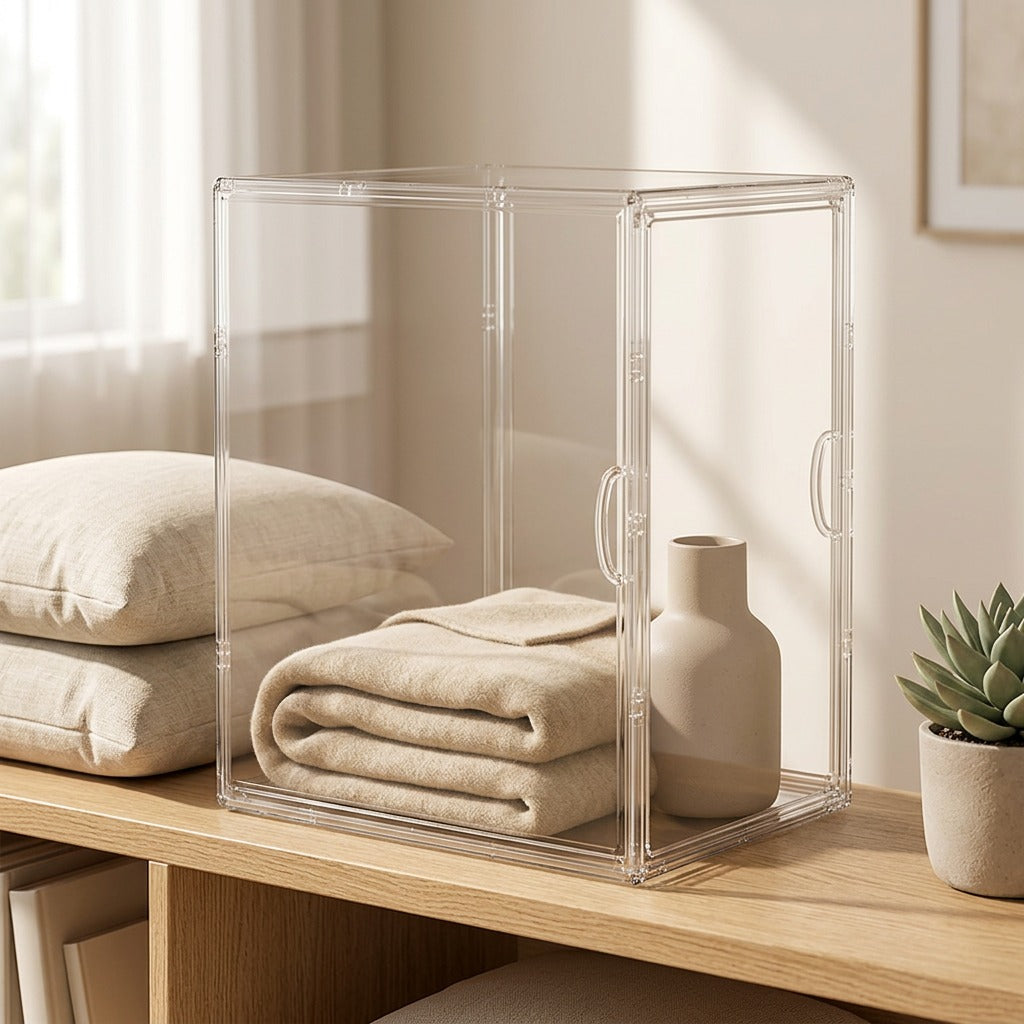 Clearspace™ Extra Large Transparent Storage Box, styled close view