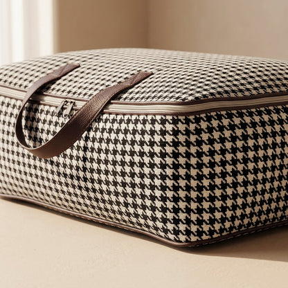 Houndfold™ Foldable Houndstooth Storage Bag, material and detail close-up
