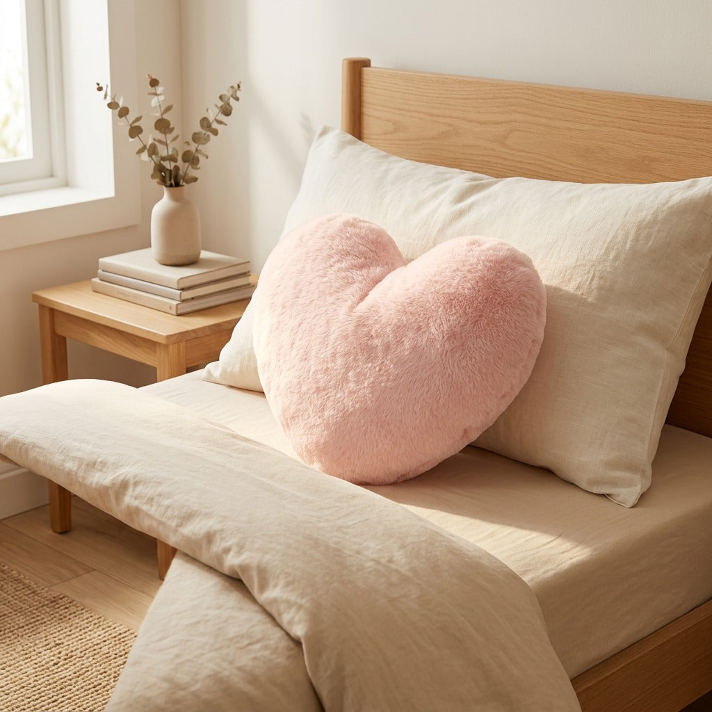 Heartplush™ Plush Heart-Shaped Pillow in a calm home setting