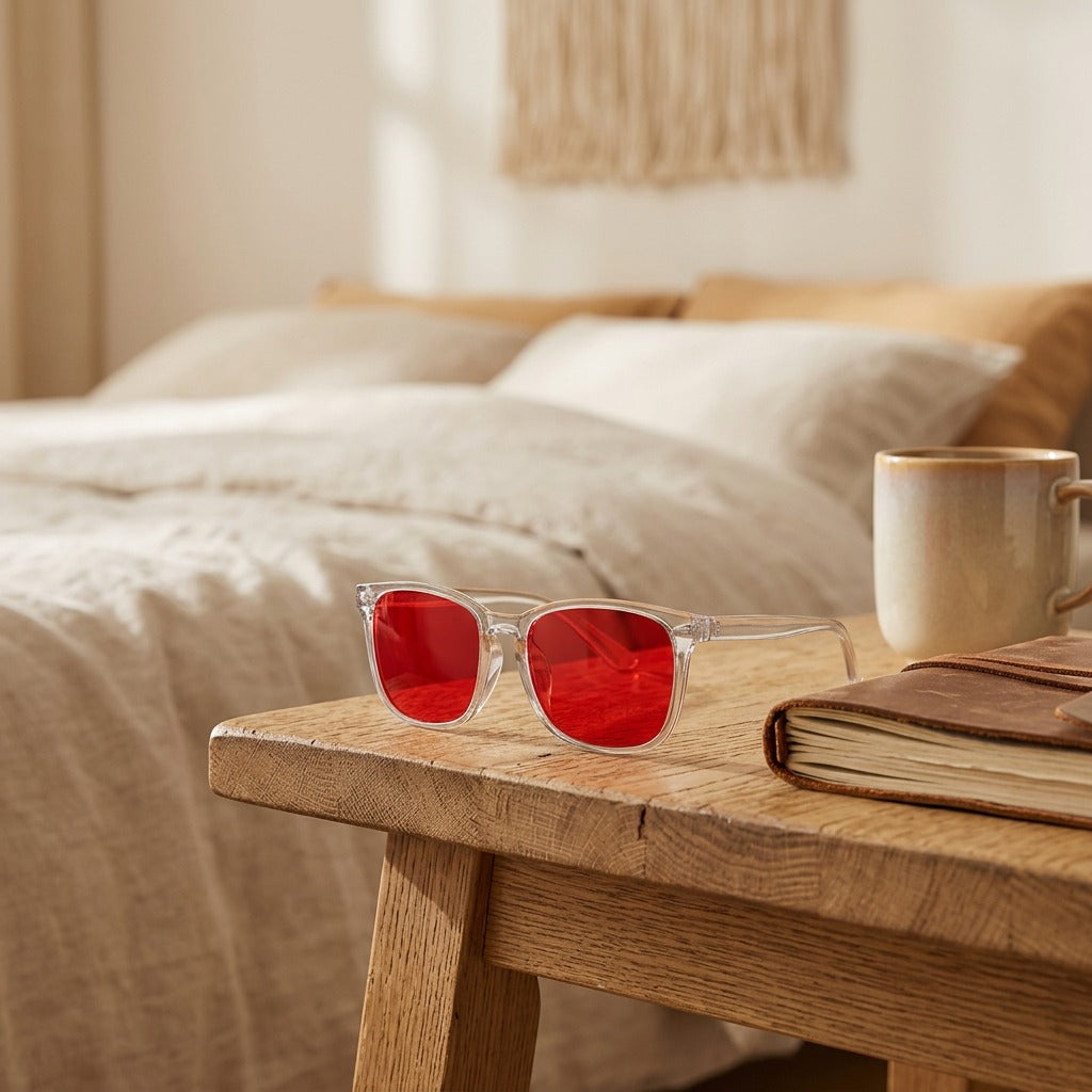 Wingshade™ Wing-Shaped Blue Light Glasses, styled close view