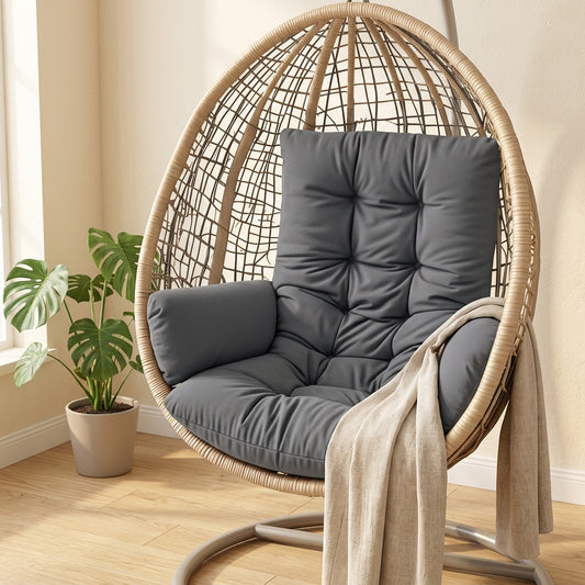 Swingplush™ Polyester Hanging Basket Chair Cushion in a calm home setting