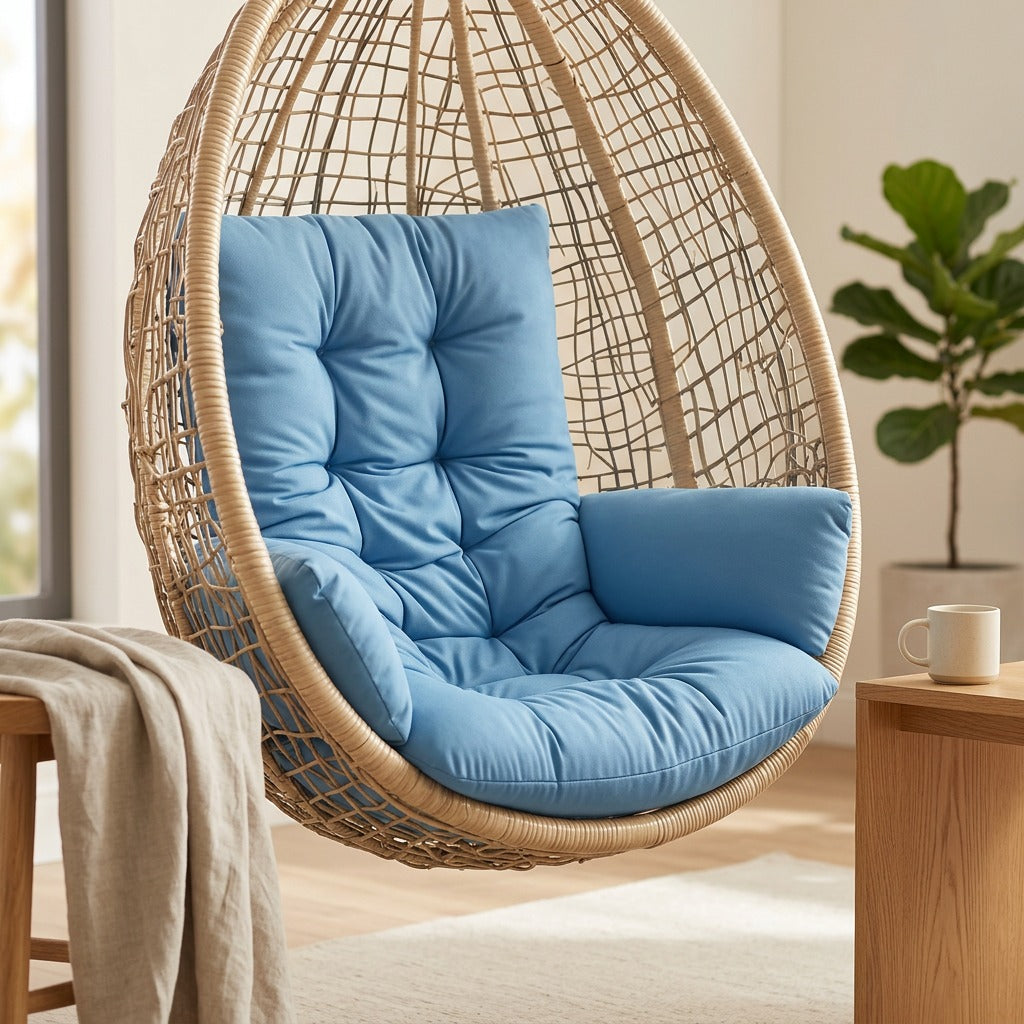 Swingplush™ Polyester Hanging Basket Chair Cushion, styled close view
