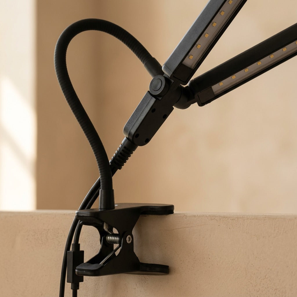 Twinclip™ Double-Headed Clip Desk Lamp, material and detail close-up