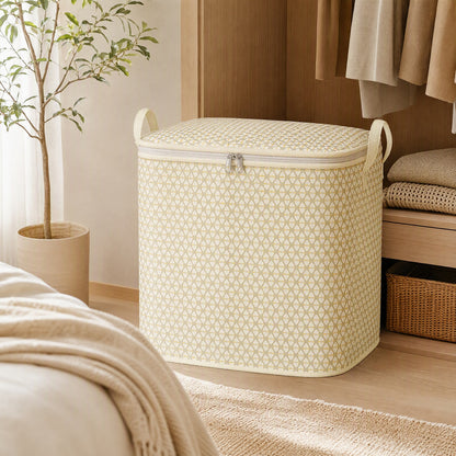 Gridtote™ Diamond Grid Fabric Storage Bag in a calm home setting