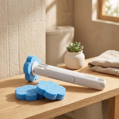 Scrubswift™ Plastic Disposable Toilet Brush, styled close view