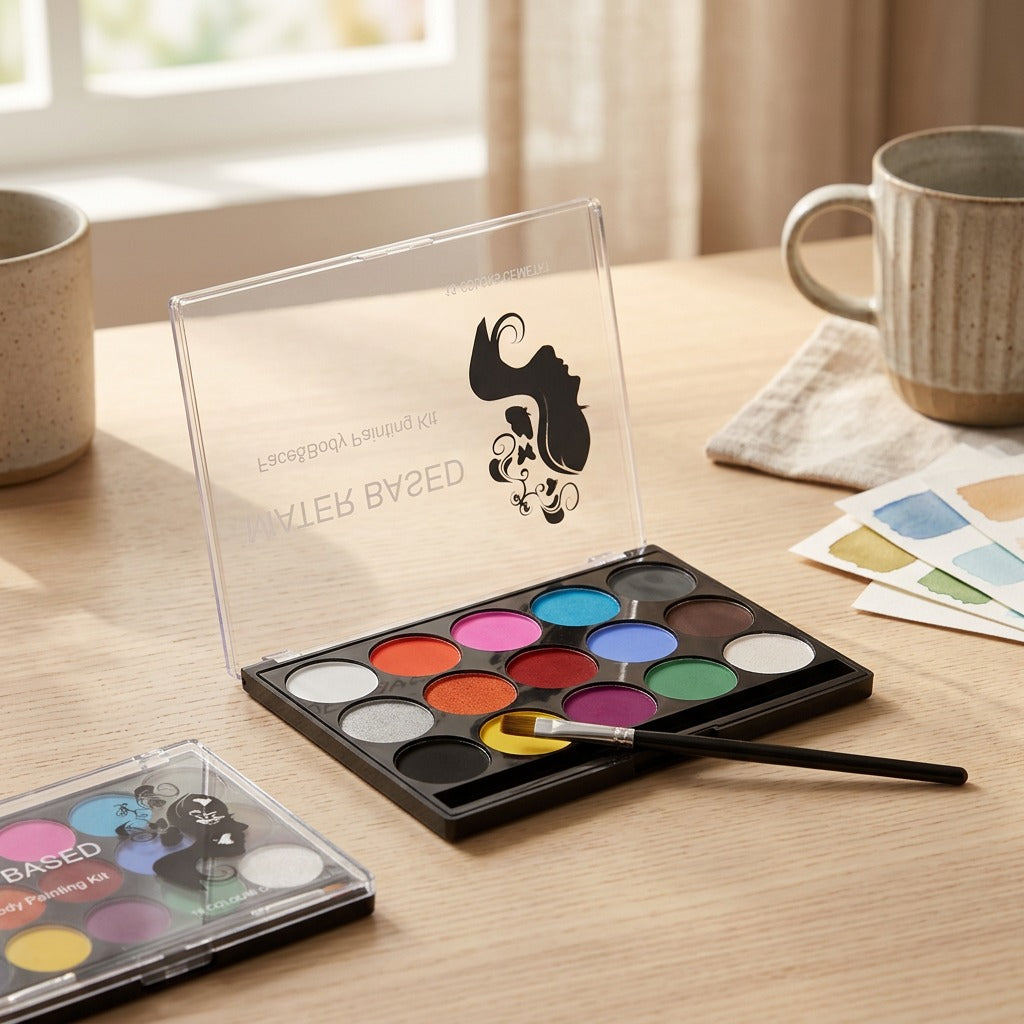 Colorwash™ 15-Color Water-Soluble Face Paint, styled close view