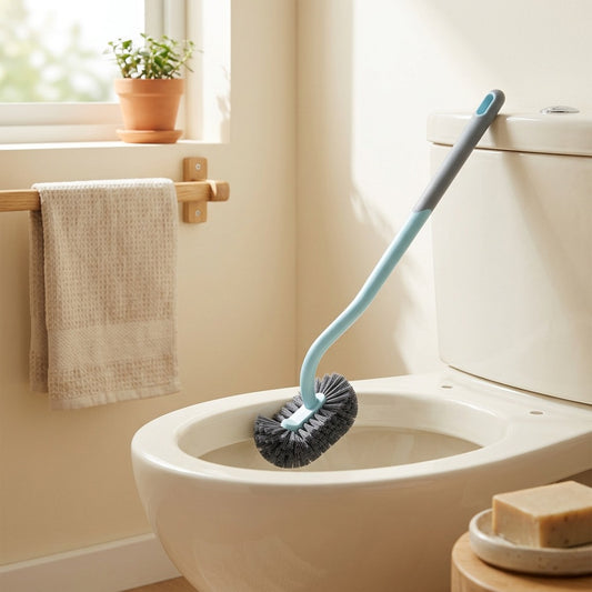 Bendbrush™ Curved Soft-Bristle Toilet Brush in a calm home setting