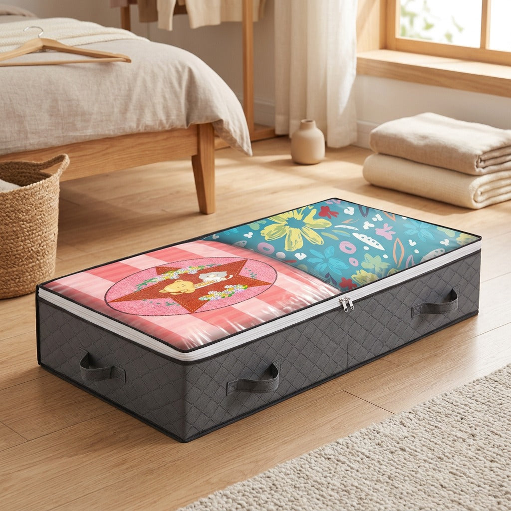 Quiltcove™ Non-Woven Quilt Storage Bag, styled close view