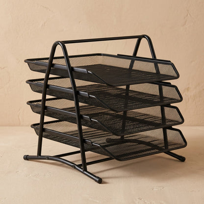 Filetier™ Four-Layer Metal Desktop File Rack, material and detail close-up