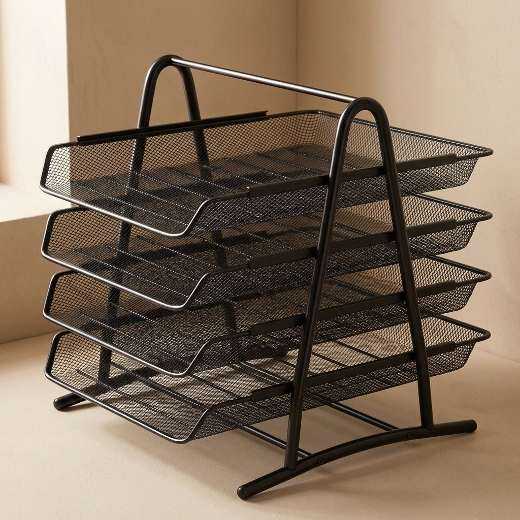 Filetier™ Four-Layer Metal Desktop File Rack