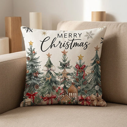 Yuleweave™ Christmas Polyester Cushion Cover, styled close view
