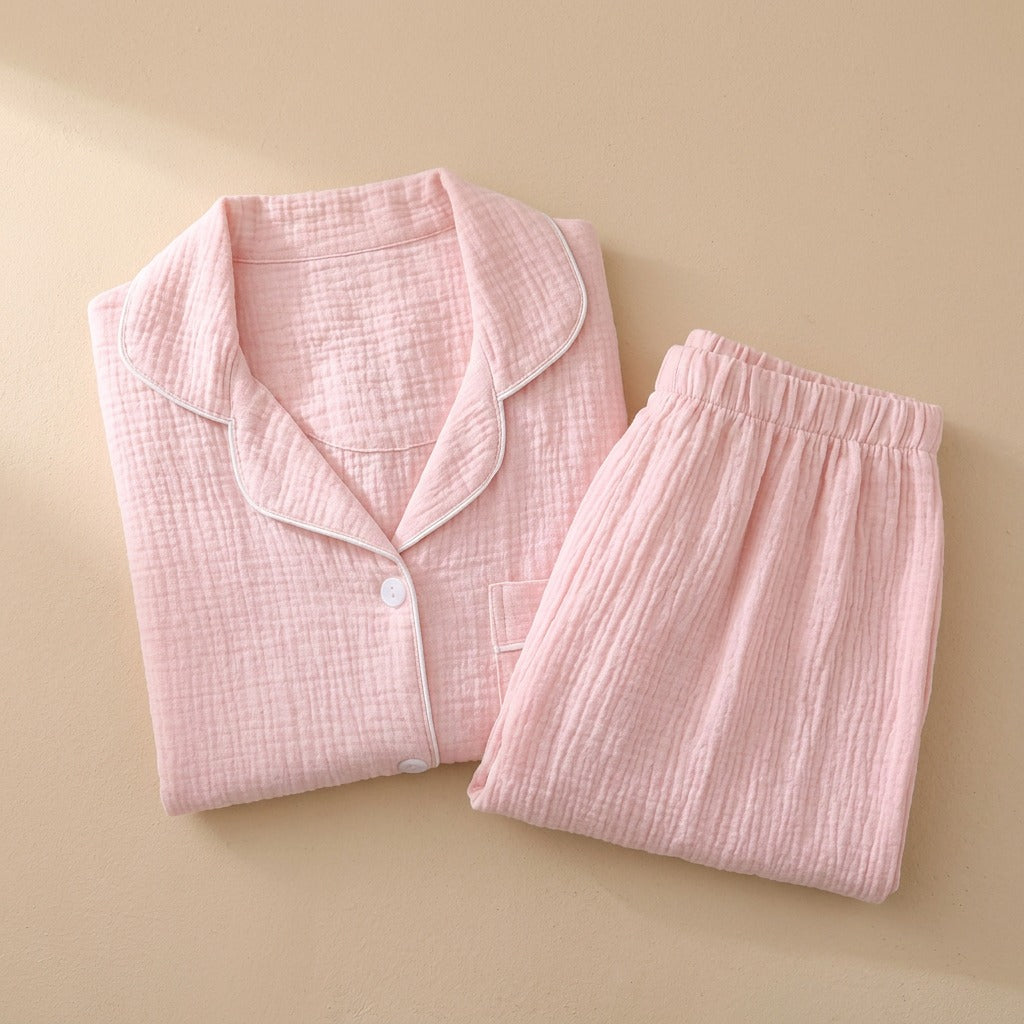 Gauzebreeze™ Cotton Gauze Shorts Pajama Set, material and detail close-up