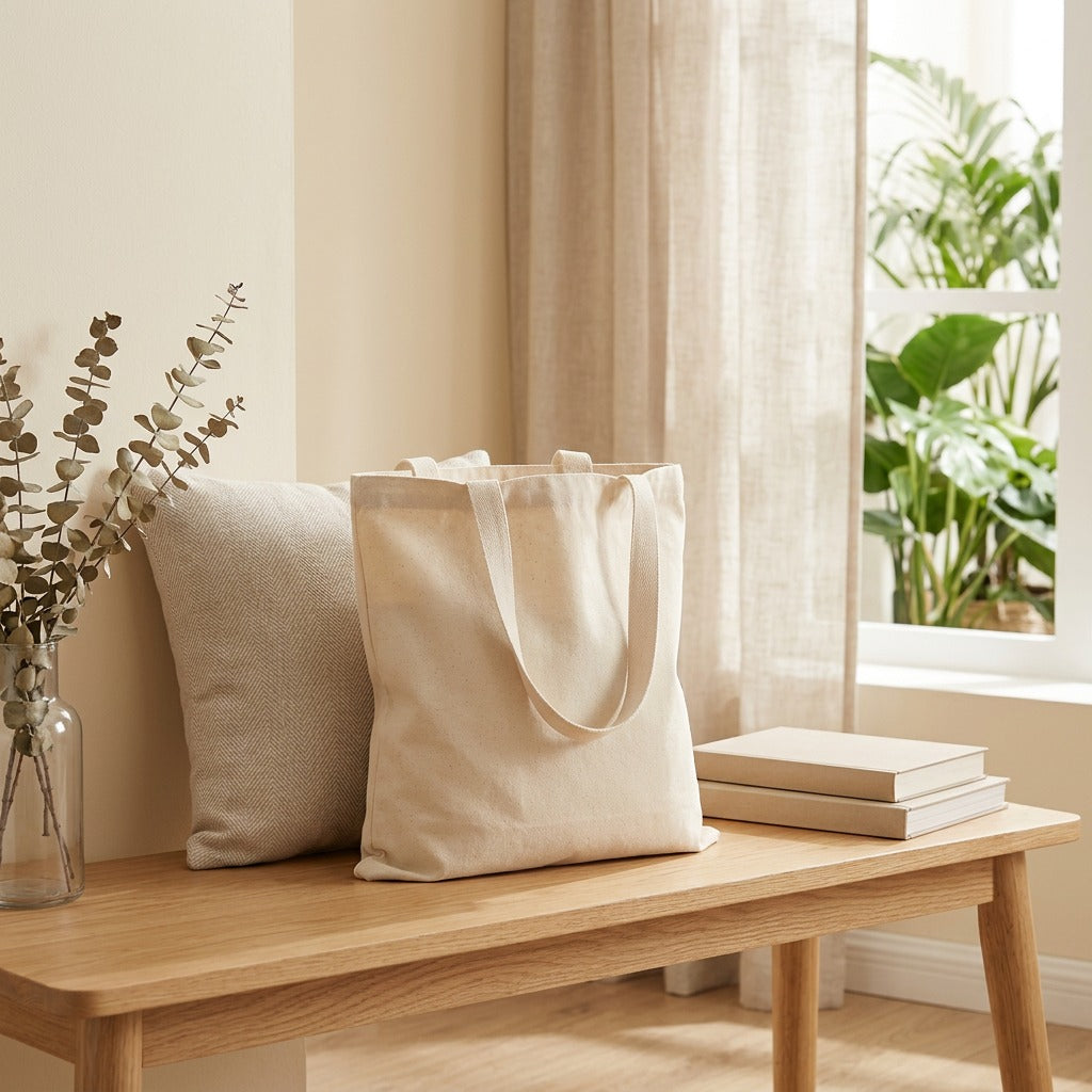 Canvasnest™ Blank Canvas Bag in a calm home setting