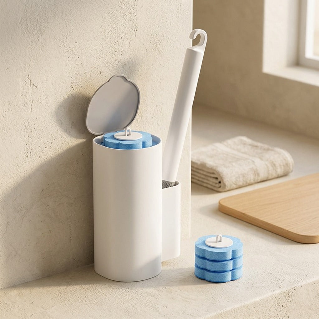Brushfresh™ Plastic Toilet Brush With Replacement Heads, styled close view