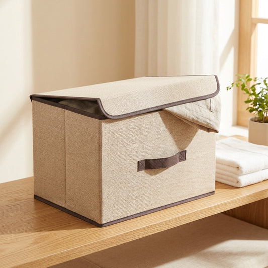 Garmentbox™ Non-Woven Clothes Storage Box With Lid in a calm home setting