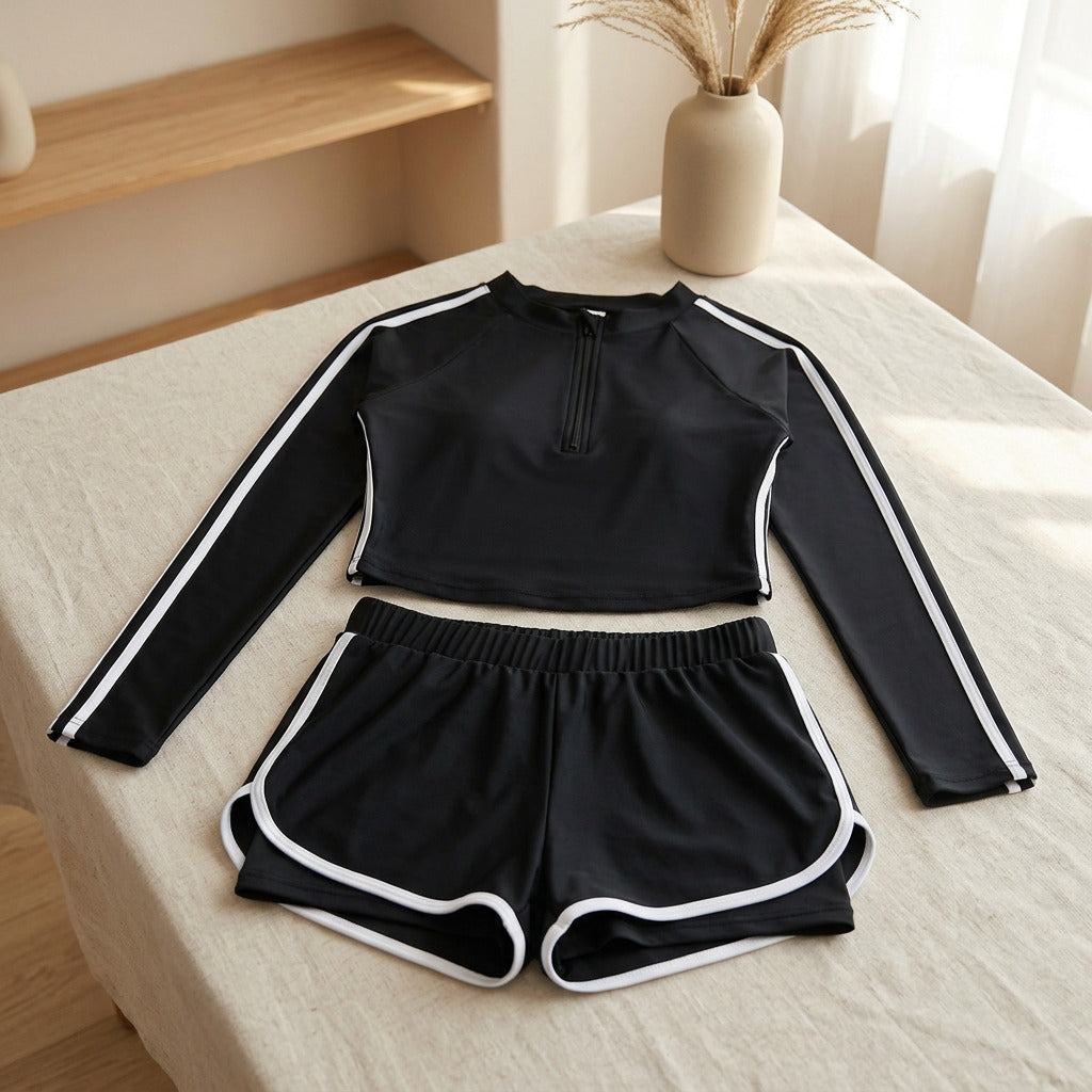 Longtide™ Long-Sleeve Two-Piece Swimsuit, styled close view