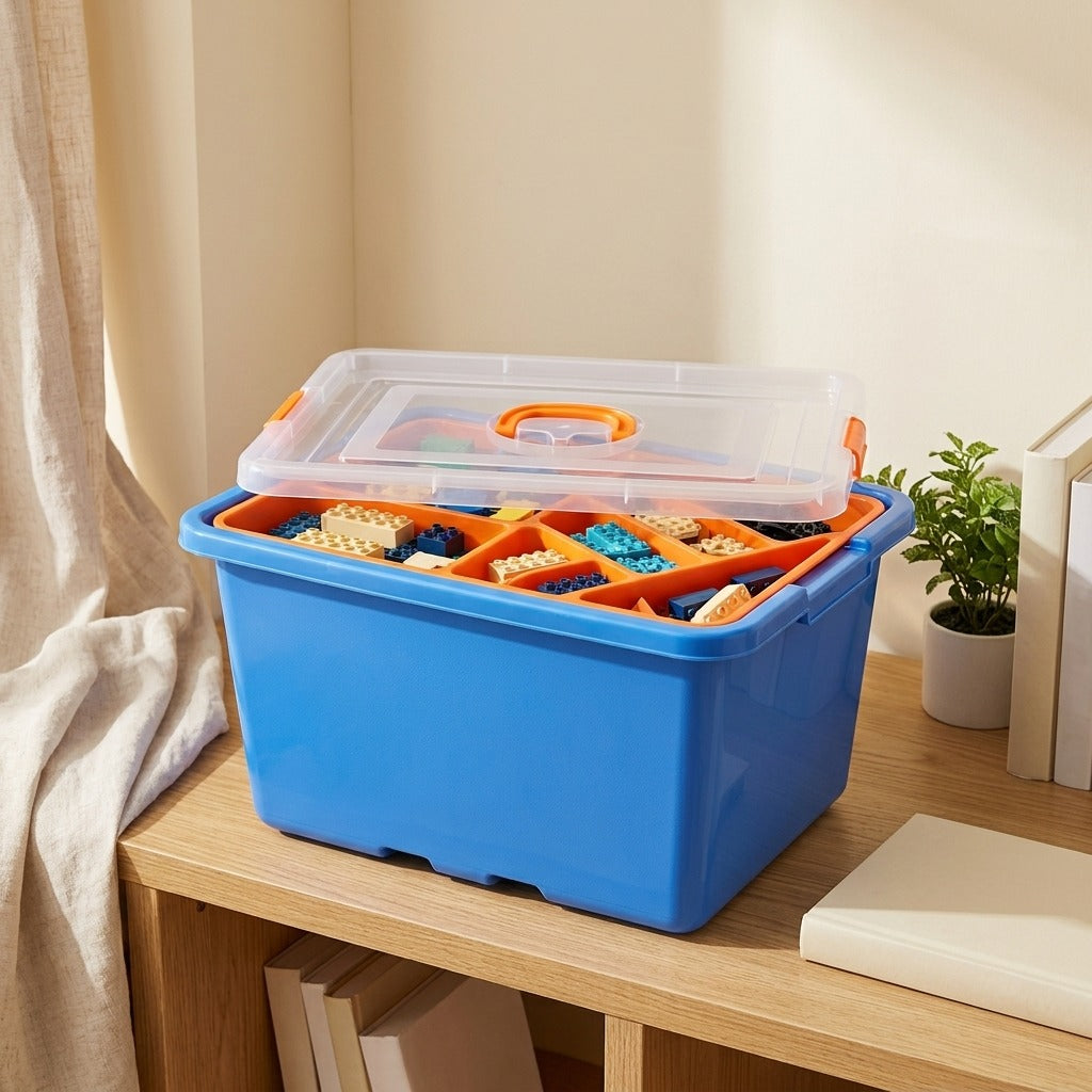 Brickbucket™ Building Block Storage Bucket in a calm home setting
