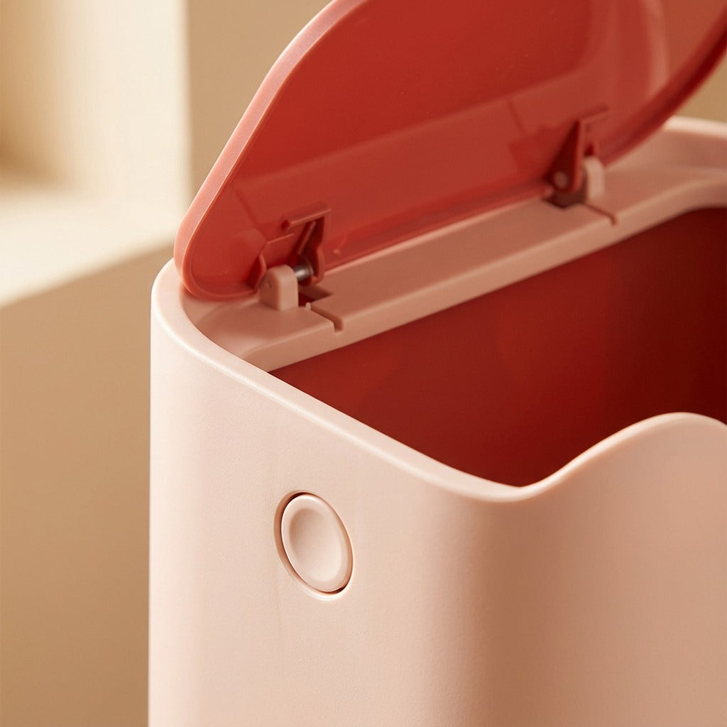 Pushlid™ Push-Top Desktop Trash Can, material and detail close-up