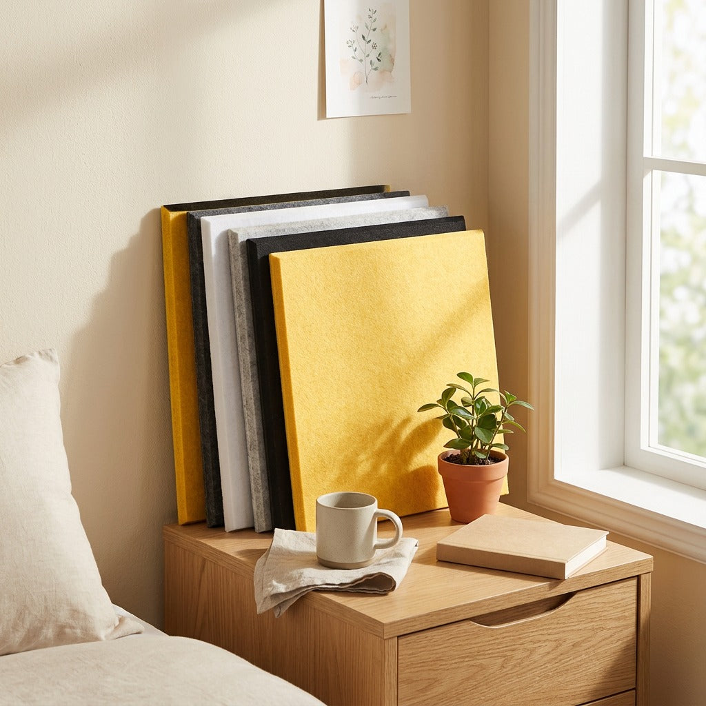 Wallmuffle™ Polyester Fiber Sound-Absorbing Wall Stickers in a calm home setting