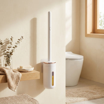 Bowlfresh™ Disposable Toilet Brush Set in a calm home setting