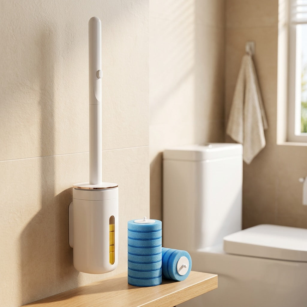 Bowlfresh™ Disposable Toilet Brush Set, styled close view