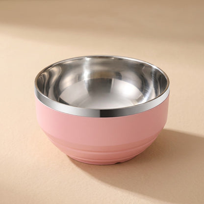 Bowlblush™ Pink Stainless Steel Children’s Bowl, material and detail close-up