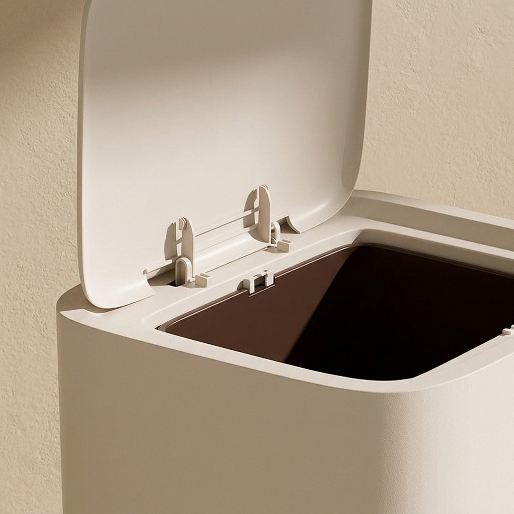 Presslid™ Push-Open Plastic Trash Can, material and detail close-up