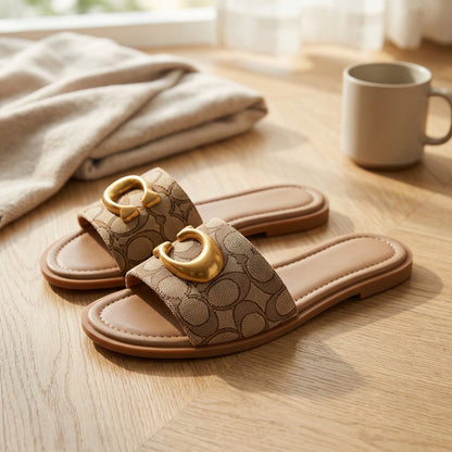 Nubuckease™ Nubuck Leather Slip-On Slippers, styled close view