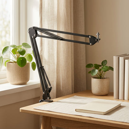 Foldbrace™ Metal Foldable Desk Lamp Bracket in a calm home setting