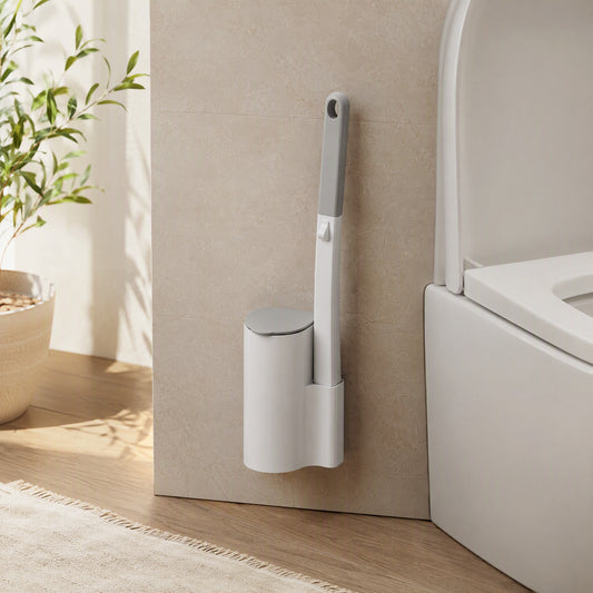 Bowlbrush™ Wall-Mounted Disposable Toilet Brush in a calm home setting