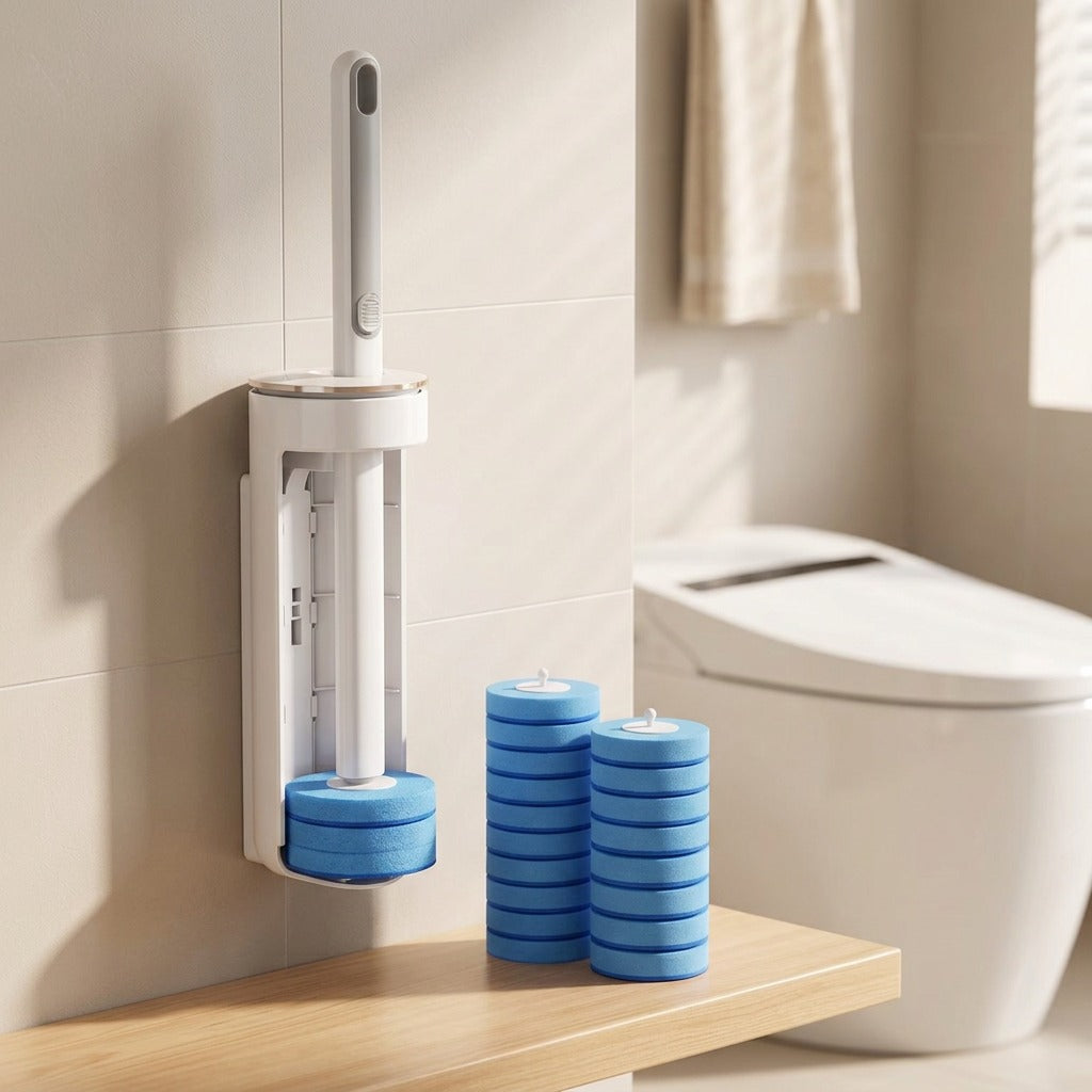 Cleanstick™ Disposable Toilet Brush With Plastic Handle, styled close view