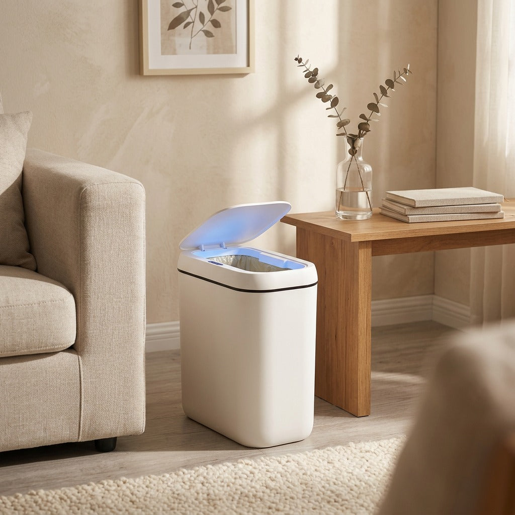 Sensebin™ Inductive Opening Plastic Trash Can, styled close view