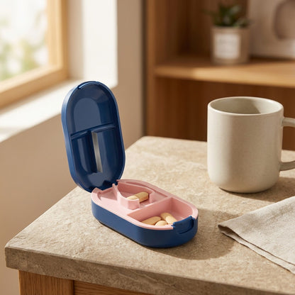 Pillblade™ Plastic Pill Cutter With Stainless Steel Blade, styled close view