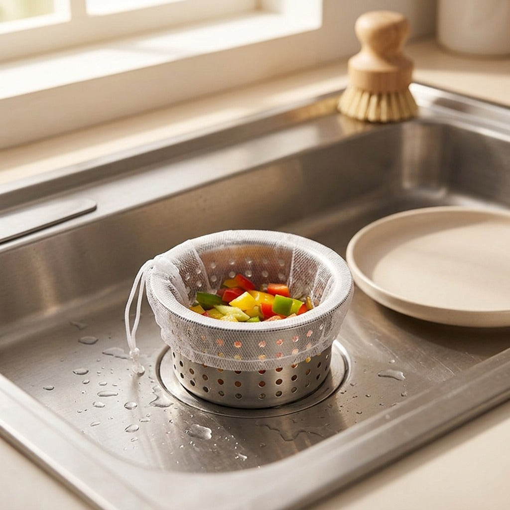Poursift™ Polyester Kitchen Sink Filter Net, styled close view