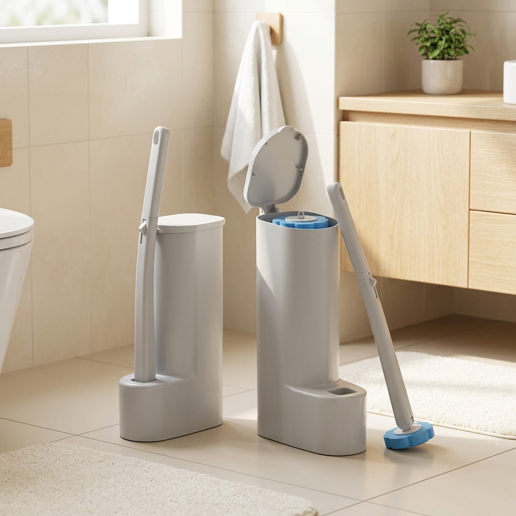 Cleanreach™ Plastic Long Handle Toilet Brush in a calm home setting